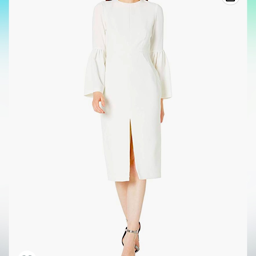 Jill Jill Stuart Women's Cocktail Dress W/Front Slit & Bell Sleeves,Off/White, 2